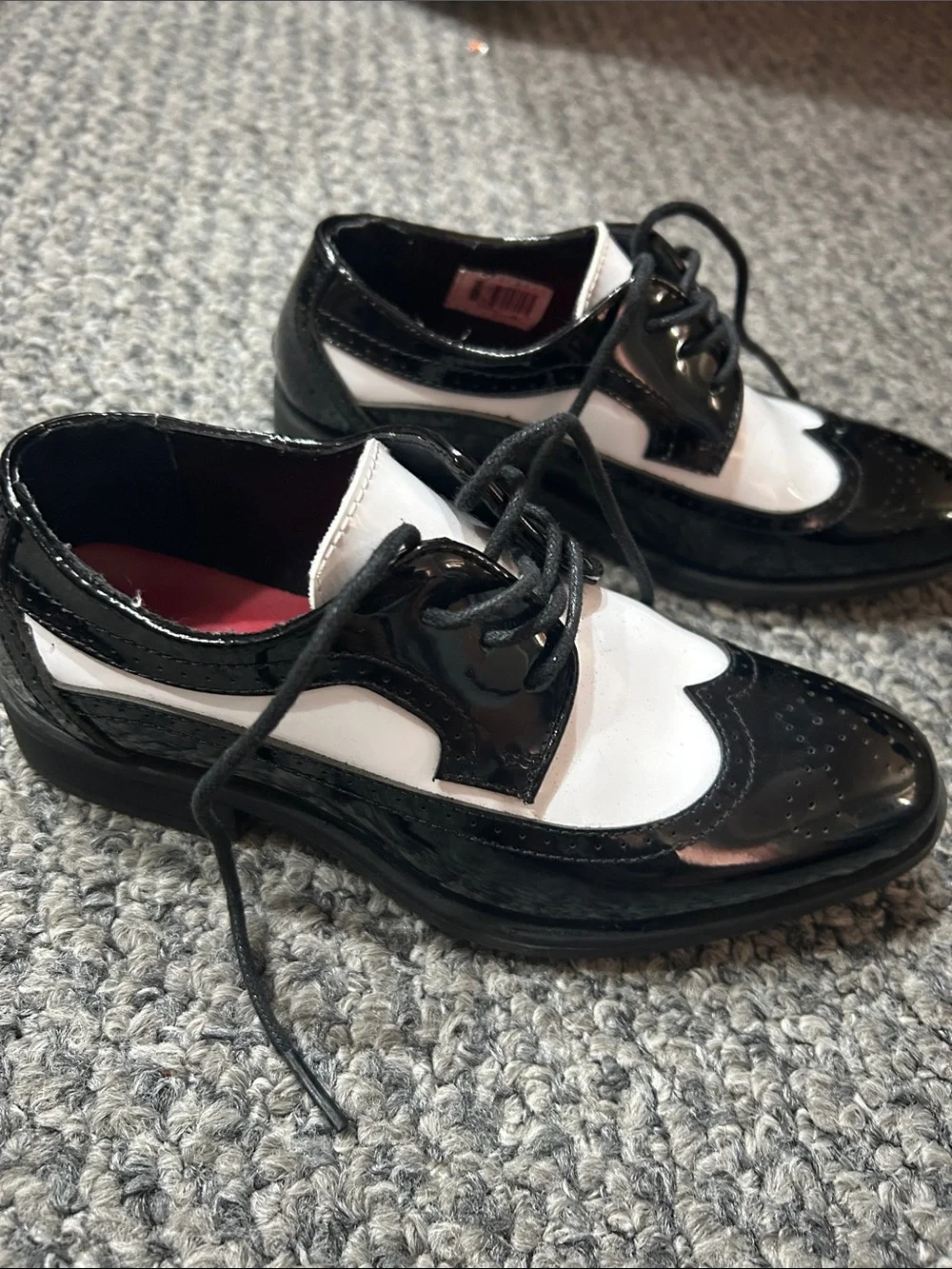 Men's Black and White Wingtip Dress Shoes